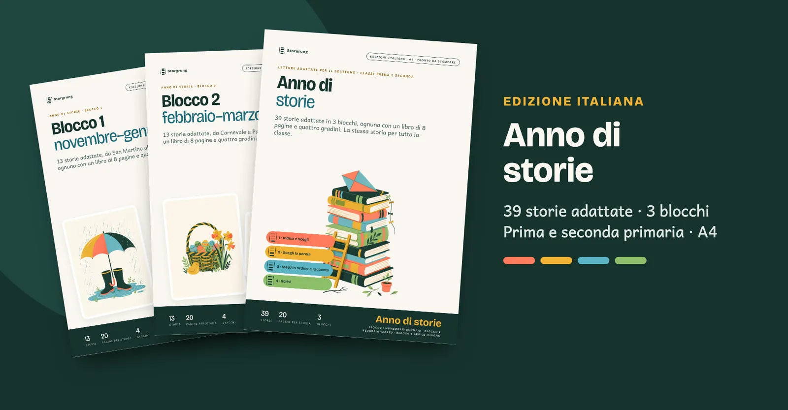 Storyrung, Anno di storie, edizione italiana: 39 storie adattate in 3 blocchi, prima e seconda primaria