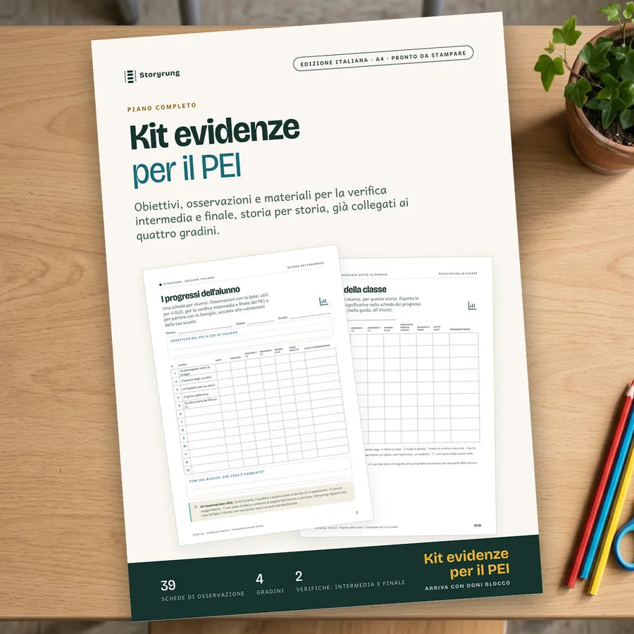La copertina del Kit evidenze per il PEI su una scrivania