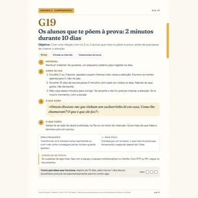 Ficha G19: dois minutos de relação com os alunos